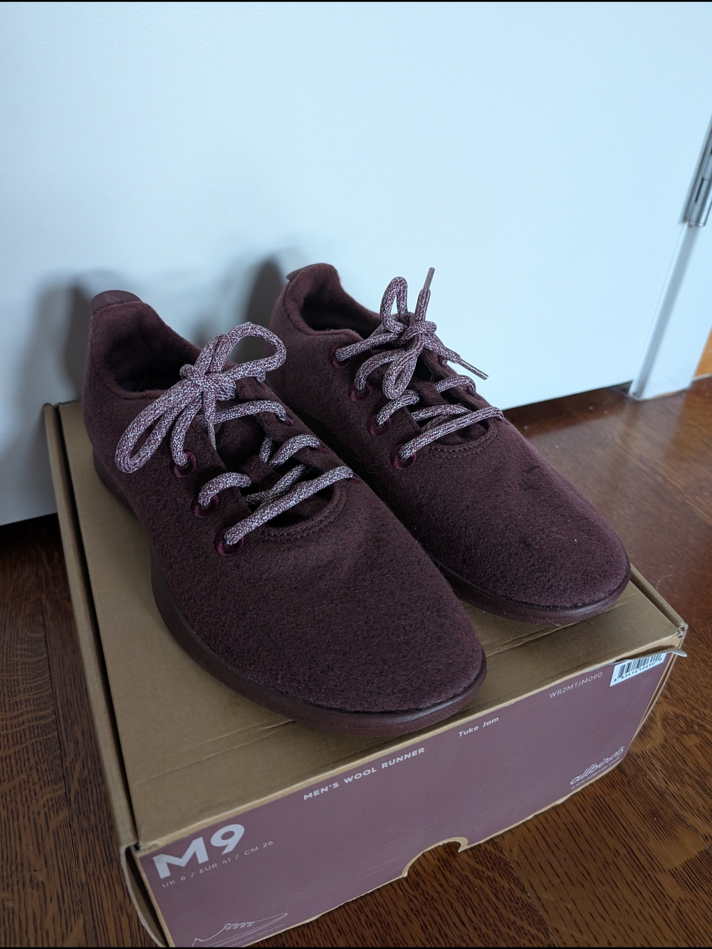Allbirds Men's Wool Sneakers in Maroon New In Box Mens Size 9